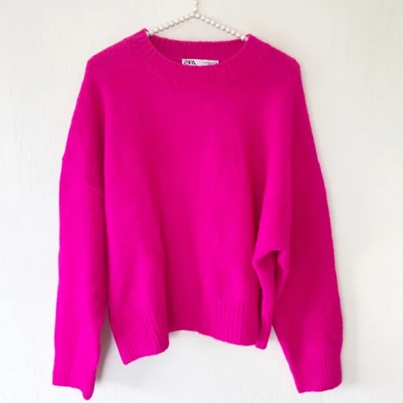 Zara Fuchsia Pullover Sweater Sz SMALL - Picture 9 of 12